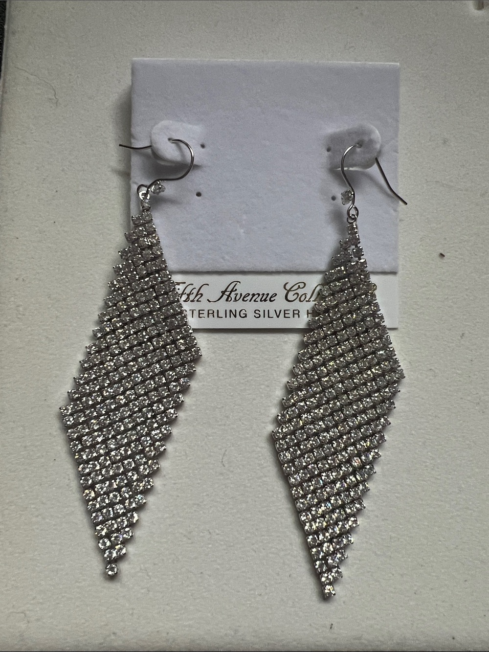 Sparkling Silver Mesh Drop Earrings with Rhinestones
